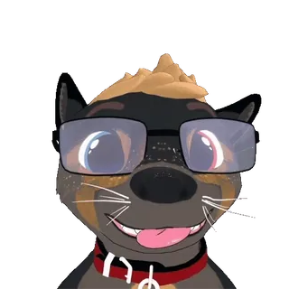 😀 Furry, Anthro, Chien, Lunettes, Mignon, Cartoon whatsapp sticker