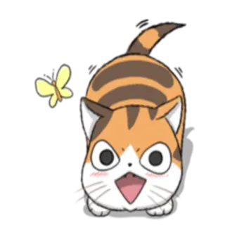 🦋 кот, бабочка, животное, милый, каваи, мультфильм, анимированный telegram sticker