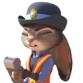 😖 Judy Hopps Zootopia lapin, police, officier, dessin animé, animal, zootopie whatsapp sticker