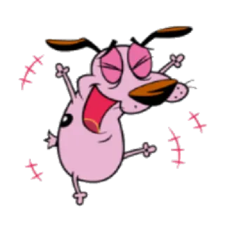 😃 Courage the Cowardly Dog การ์ตูน, หมา, คูเรจ, คูเรจหมาจ๋า, กลัว, สีชมพู telegram sticker