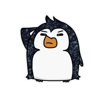 🙎‍♂ pingüino, lindo, animal, galaxia, brillo telegram sticker