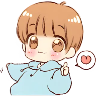 👍 Anime, Chibi, Kawaii, Trái tim, Dễ thương, Hoạt hình, Con trai whatsapp sticker