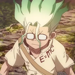 🌏 Senku Ishigami Dr. Stone E=mc² anime, science, equation, character, Dr. Stone telegram sticker