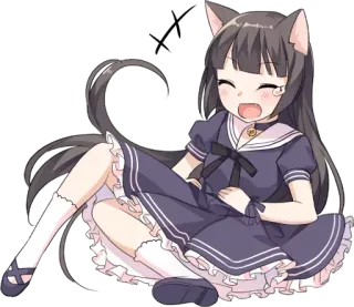 😭 Anime, Kocia dziewczyna, Słodkie, Kawaii, Manga, Neko telegram sticker