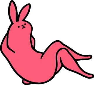 😒 Hase, Kaninchen, Tier, süß, Cartoon, entspannend, rosa whatsapp sticker