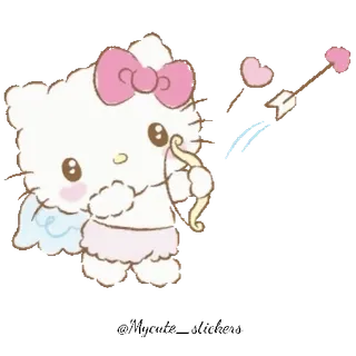 🐱 Hello Kitty Hello Kitty, Cupido, Valentijnsdag, Cartoon, Schattig, Kawaii telegram sticker