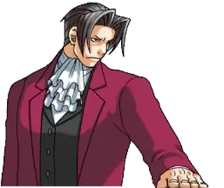 😠 Miles Edgeworth Ace Attorney personaggio videogioco, avvocato, Miles Edgeworth, Ace Attorney telegram sticker