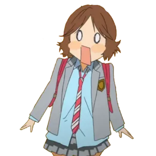 😯 anime, schoolgirl, surprised, shocked, cartoon telegram sticker