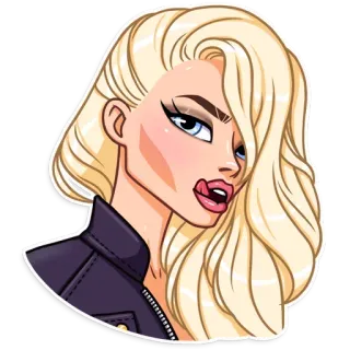 😼 kobieta, blondynka, kreskówka, postać, naklejka, dziewczyna telegram sticker