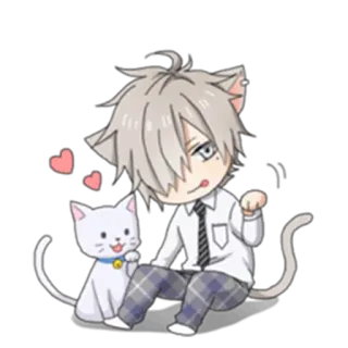 😽 anime, cat, boy, cute, chibi, animal ears telegram sticker