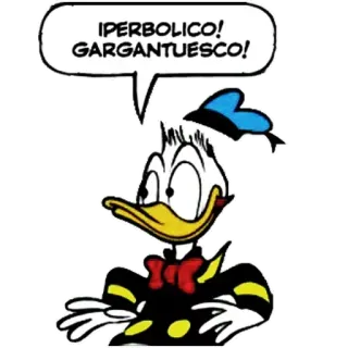 😆 Donald Duck IPERBOLICO! GARGANTUESCO! dessin animé, canard, italien, exclamation telegram sticker