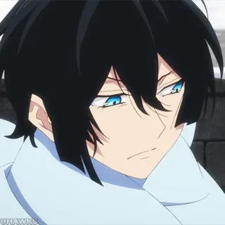 ♟ Anime, Manga, Cartoon, Charakter, Schwarze Haare, Blaue Augen telegram sticker