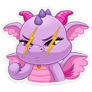 😤 dragão, desenho animado, adesivo, fofo, roxo, relâmpago whatsapp sticker