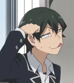 🫓 Hachiman Hikigaya My Teen Romantic Comedy SNAFU อนิเมะ, ตัวละคร, ตลก, สีหน้า, วัยรุ่น, โรงเรียน whatsapp sticker