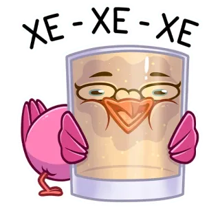 🐦 XE-XE-XE vogel, cartoon, grappig, schattig, glas whatsapp sticker