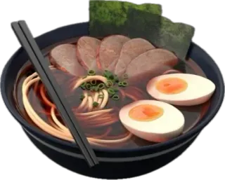 🤩 ราเม็ง, อาหาร, อาหารญี่ปุ่น, บะหมี่, ซุป, ไข่, หมู, สาหร่าย telegram sticker