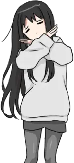 Girl with black hair long TL-EDIT :: @line_stickers telegram stickers