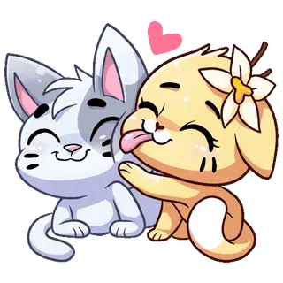 😘 gatto, cane, amore, carino, cartoni animati, animali telegram sticker