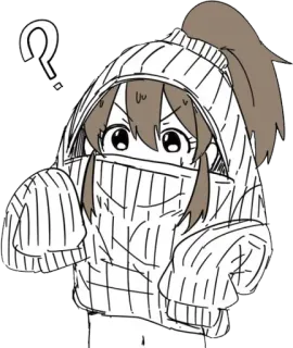 ❓ anime, girl, question mark, sweater, cute, cartoon telegram sticker