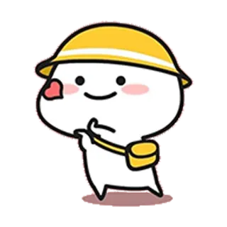 ❤ 卡通, 可爱, 快乐, 黄色, 白色, 角色 telegram sticker