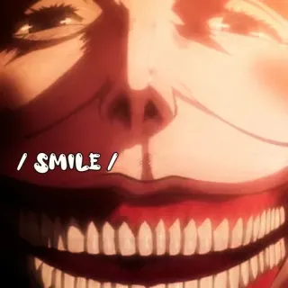 ☺️ Smiling Titan Attack on Titan SMILE attack on titan, titano sorridente, anime, manga, sorriso, mostro whatsapp sticker