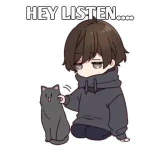 ✨ HEY LISTEN..... anime, gatto, carino, ragazzo, adesivo whatsapp sticker