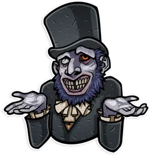 🤷‍♂️ personnage, illustration, dessin animé, haut-de-forme, effrayant, monstre telegram sticker