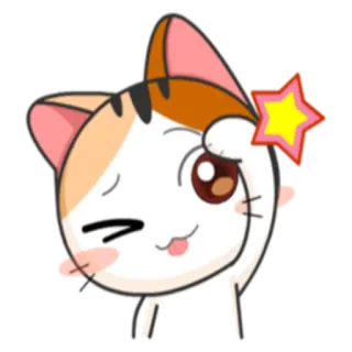 😉 gato, desenho animado, adesivo, fofo, estrela, kawaii, piscadela telegram sticker