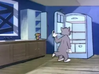 😔 Tom Cat Tom and Jerry cartoon, cat, kitchen, fridge, empty telegram sticker