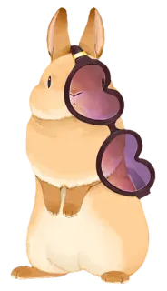 🐰 coelho, animal, fofo, óculos de sol, coração, amor, coelhinho telegram sticker