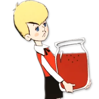 🍯 Dennis the Menace мультфильм, банка, проказa, блондин, мальчик whatsapp sticker
