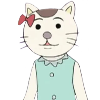 ☺️ chat, dessin animé, animal, personnage, nœud, robe telegram sticker