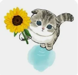 💗 kot, słonecznik, słodki, zwierzę, naklejka, kociak, pocieszający telegram sticker