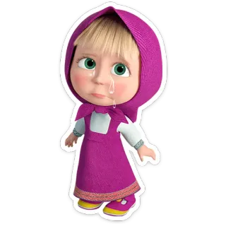 🥺 Masha Masha and the Bear Cartone animato, Triste, Piangere, Ragazza, Masha e Orso, Animazione telegram sticker