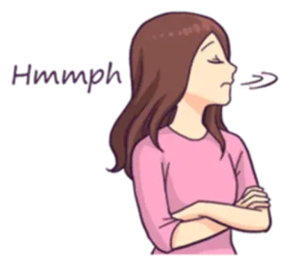 😤 Hmmph irritada, mulher, desenho animado, pensando telegram sticker