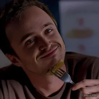 🗿 Jesse Pinkman Breaking Bad hombre, comida, comiendo, tenedor, televisión, drama telegram sticker