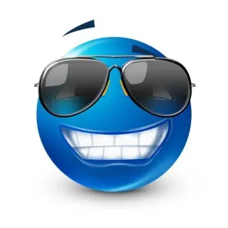 🌟 Emoji, Zonnebril, Cool, Blauw, Smiley, Gezicht whatsapp sticker