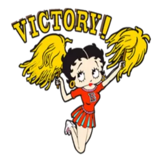 ✌ Betty Boop VICTORY! cartoon, cheerleader, victory, betty boop, cheering, pom poms, retro telegram sticker