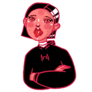 😛 Desenho animado, Garota, Anime, Personagem, Moletom com capuz, Rosa, Ilustração telegram sticker
