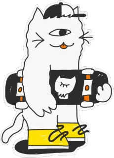 🏂 Lord Nermal kat, skateboard, cartoon, Ripndip, Lord Nermal, sticker, dier, skateboarding telegram sticker