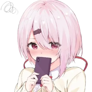 😚 Anime, Chica, Linda, Sonrojo, Teléfono telegram sticker