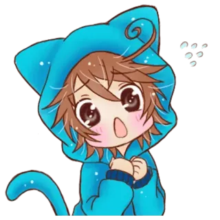 😮 Anime, Chibi, Kawaii, Gatto, Felpa con cappuccio, Carino telegram sticker