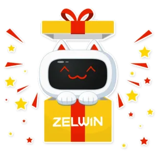 🎁 ZELWIN 猫, プレゼント, ロボット, かわいい, 可愛い, 黄色, 白 telegram sticker
