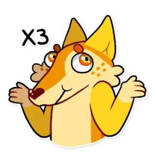 ❓ X3 volpe, cartone animato, animale, carino, kawaii, adesivo telegram sticker
