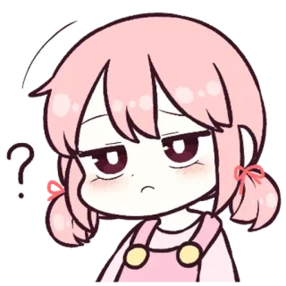 🗯 Anime, Kartun, Gadis, Pertanyaan, Bingung, Merah Muda, Ilustrasi telegram sticker