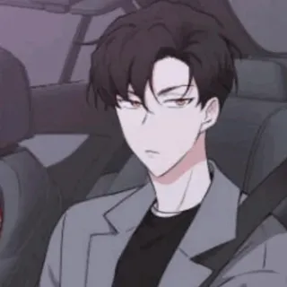 🎗 アニメ, キャラクター, 男, 漫画, ポートレート, 座り, 車 telegram sticker