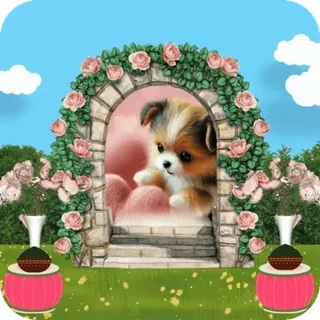 💖 puppy, roses, archway, cute, spring, garden telegram sticker