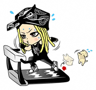 💦 treadmill, exercise, cartoon, running, sweating telegram sticker