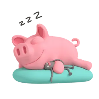 💤 cochon, dormir, dessin animé, animal, oreiller telegram sticker