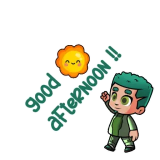 👋 good afternoon !! salutation, bon après-midi, soleil, personnage whatsapp sticker